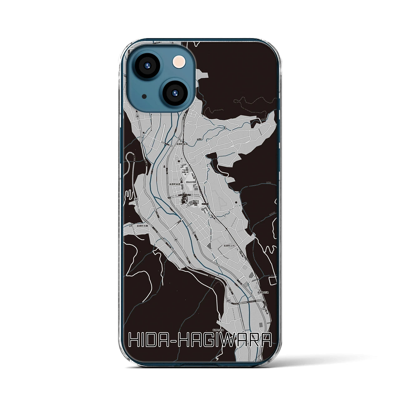 【飛騨萩原(岐阜県)】地図柄iPhoneケース(クリアタイプ)