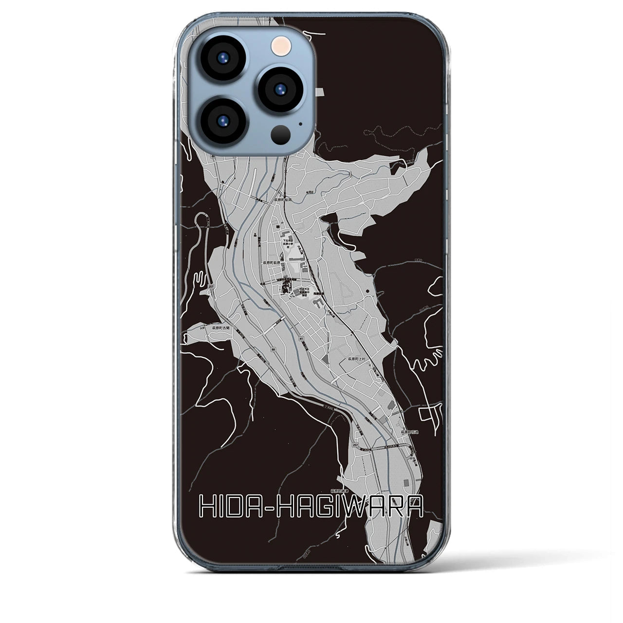 【飛騨萩原(岐阜県)】地図柄iPhoneケース(クリアタイプ)