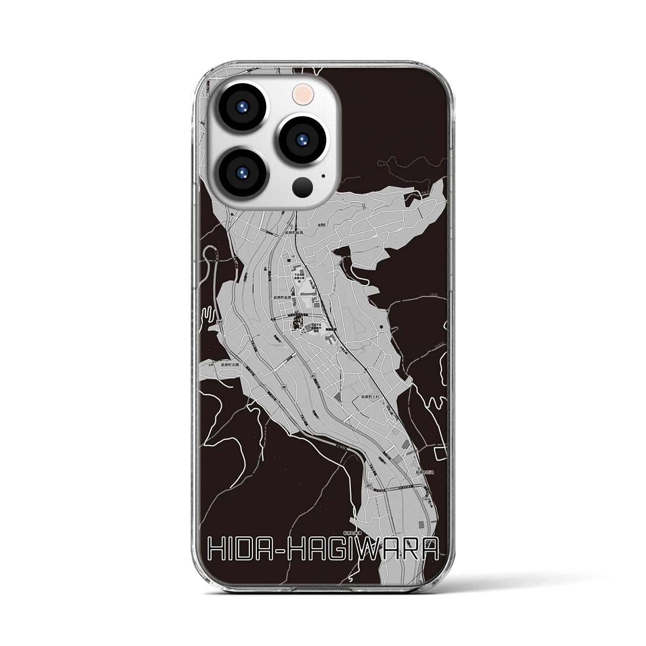 【飛騨萩原(岐阜県)】地図柄iPhoneケース(クリアタイプ)