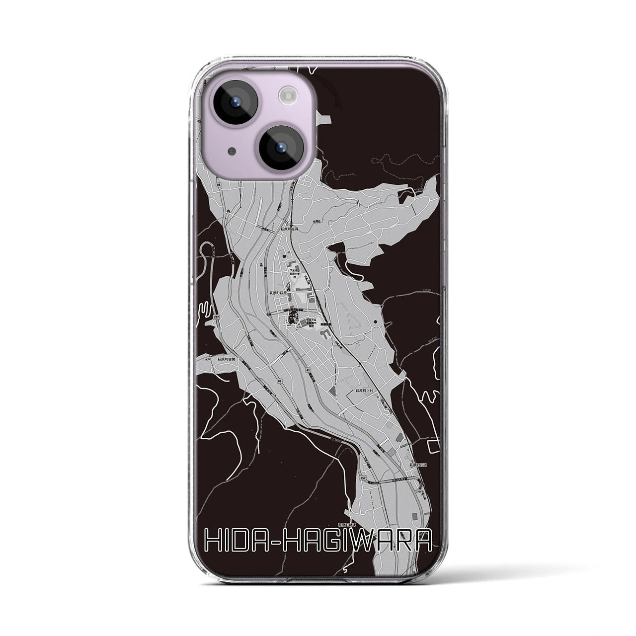 【飛騨萩原(岐阜県)】地図柄iPhoneケース(クリアタイプ)