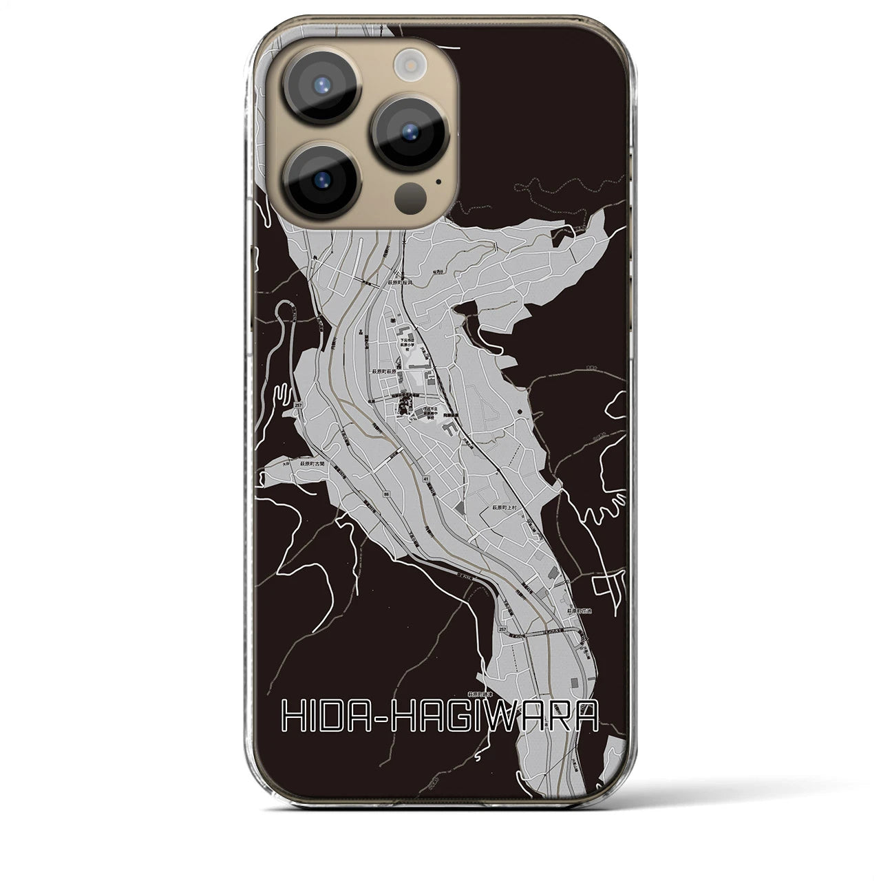 【飛騨萩原(岐阜県)】地図柄iPhoneケース(クリアタイプ)