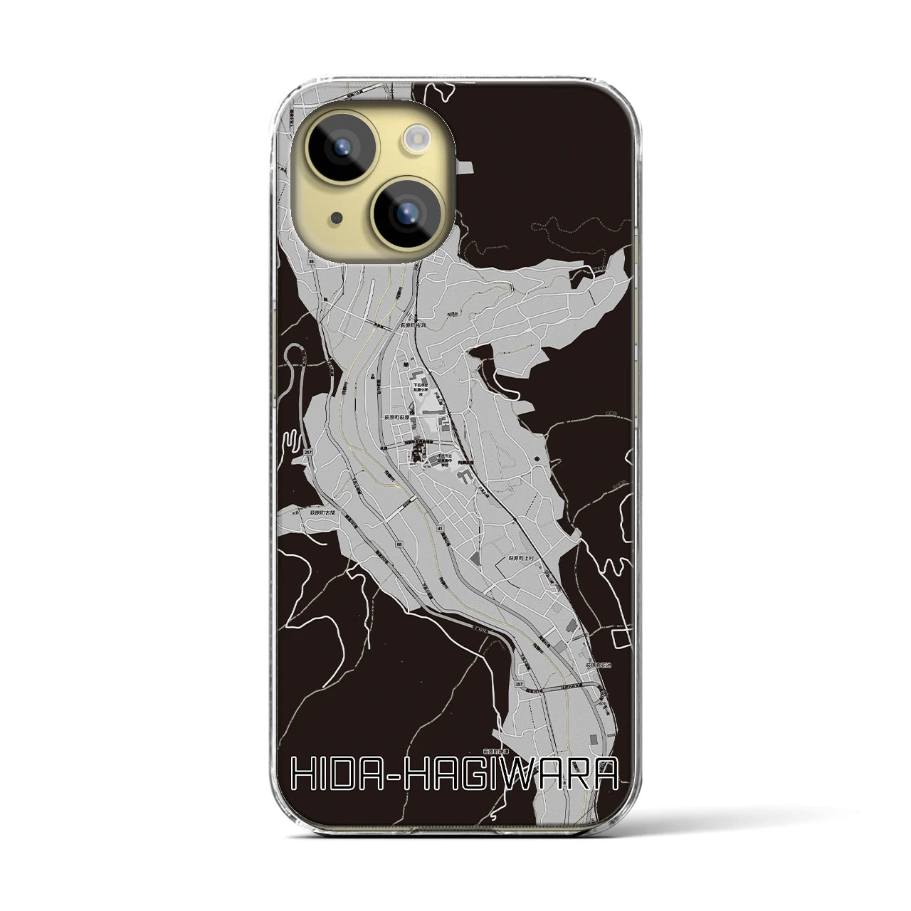 【飛騨萩原(岐阜県)】地図柄iPhoneケース(クリアタイプ)