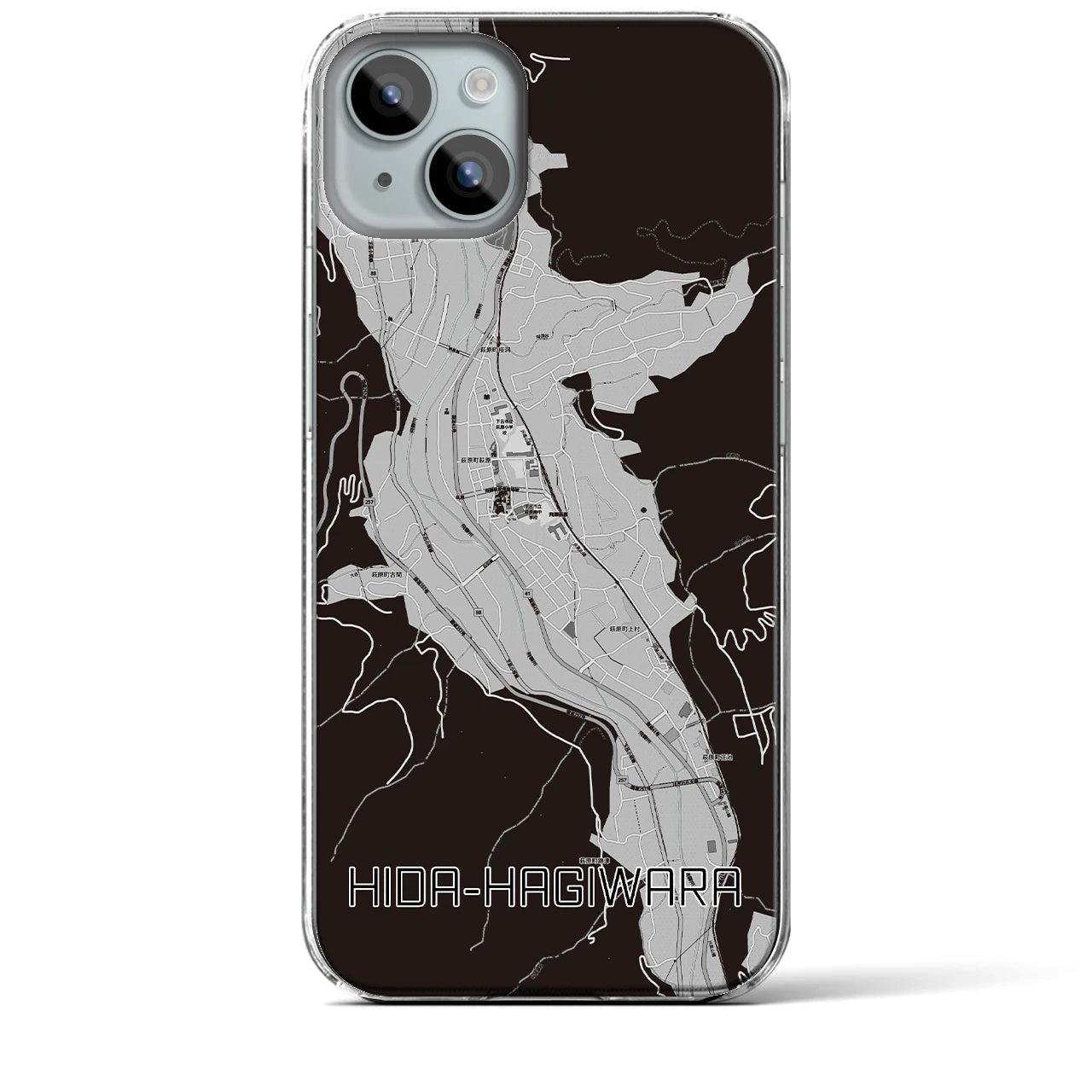 【飛騨萩原(岐阜県)】地図柄iPhoneケース(クリアタイプ)