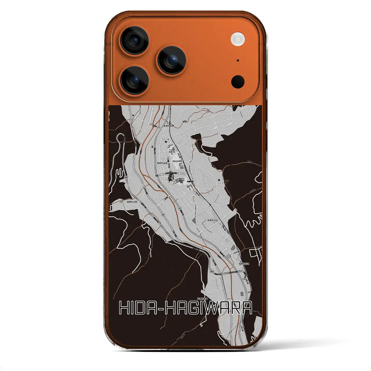 【飛騨萩原(岐阜県)】地図柄iPhoneケース(クリアタイプ)モノトーン・iPhone 17 Pro Max 用