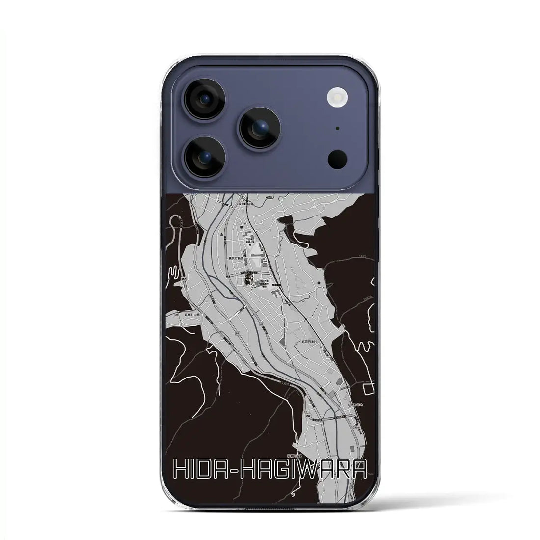 【飛騨萩原(岐阜県)】地図柄iPhoneケース(クリアタイプ)