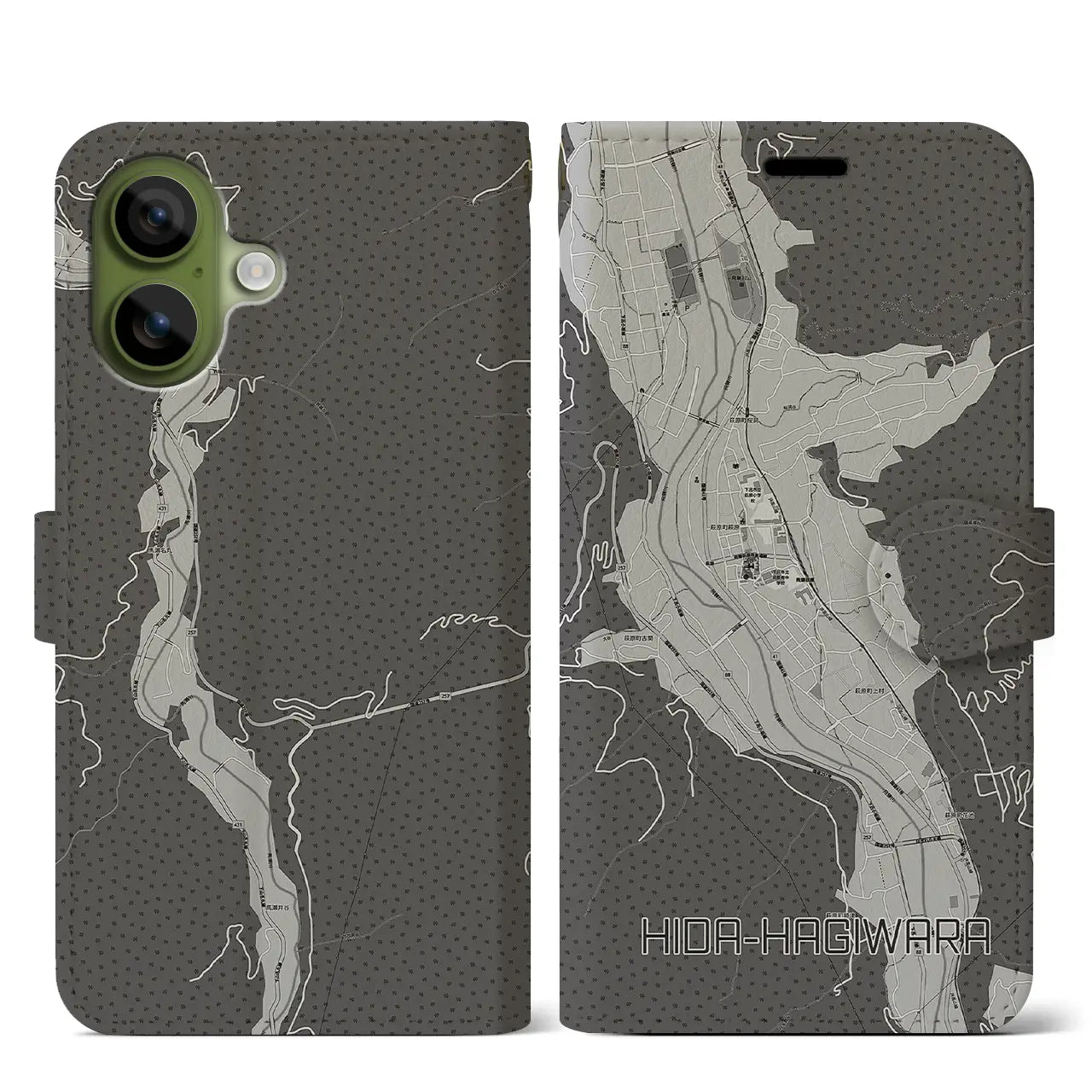 【飛騨萩原(岐阜県)】地図柄iPhoneケース(手帳タイプ)