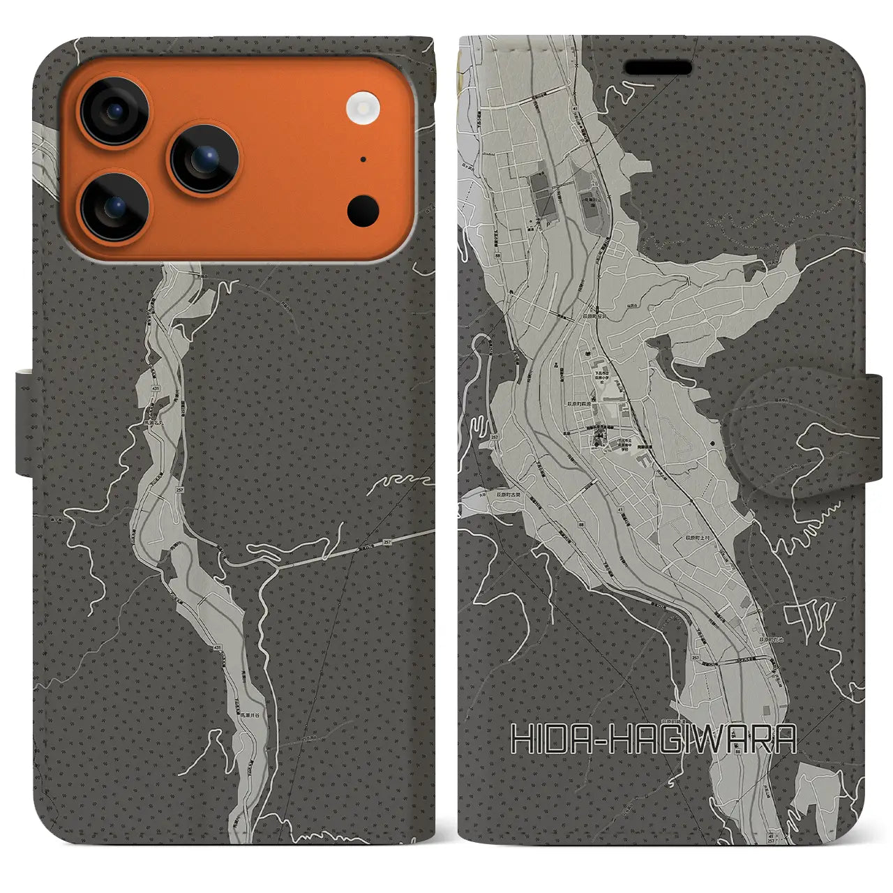 【飛騨萩原(岐阜県)】地図柄iPhoneケース(手帳タイプ)