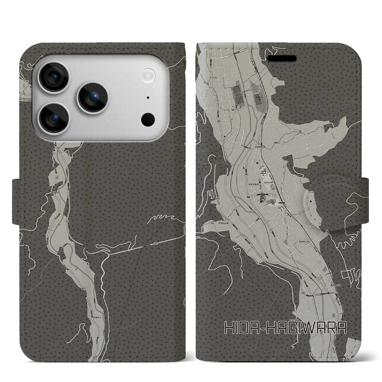 【飛騨萩原(岐阜県)】地図柄iPhoneケース(手帳タイプ)