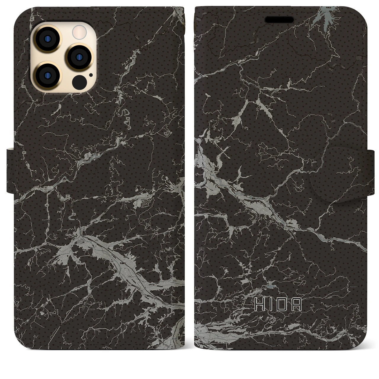 【飛騨(岐阜県)】地図柄iPhoneケース(手帳タイプ)