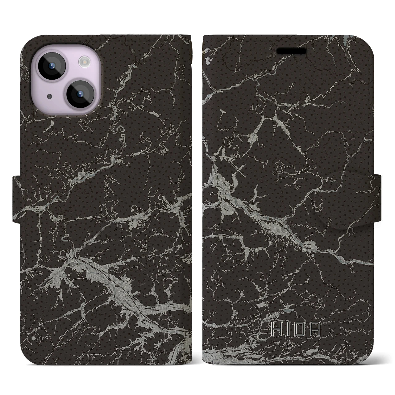 【飛騨(岐阜県)】地図柄iPhoneケース(手帳タイプ)