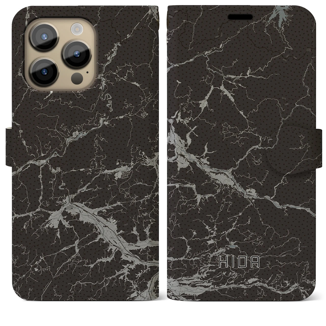 【飛騨(岐阜県)】地図柄iPhoneケース(手帳タイプ)