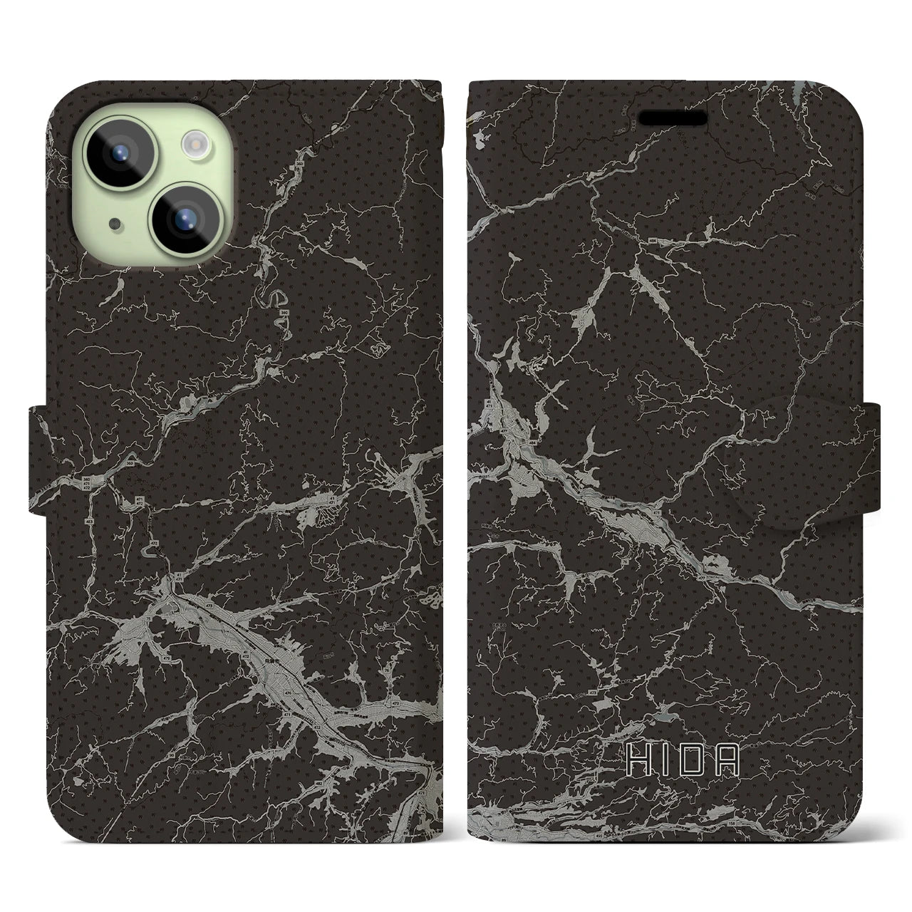 【飛騨(岐阜県)】地図柄iPhoneケース(手帳タイプ)