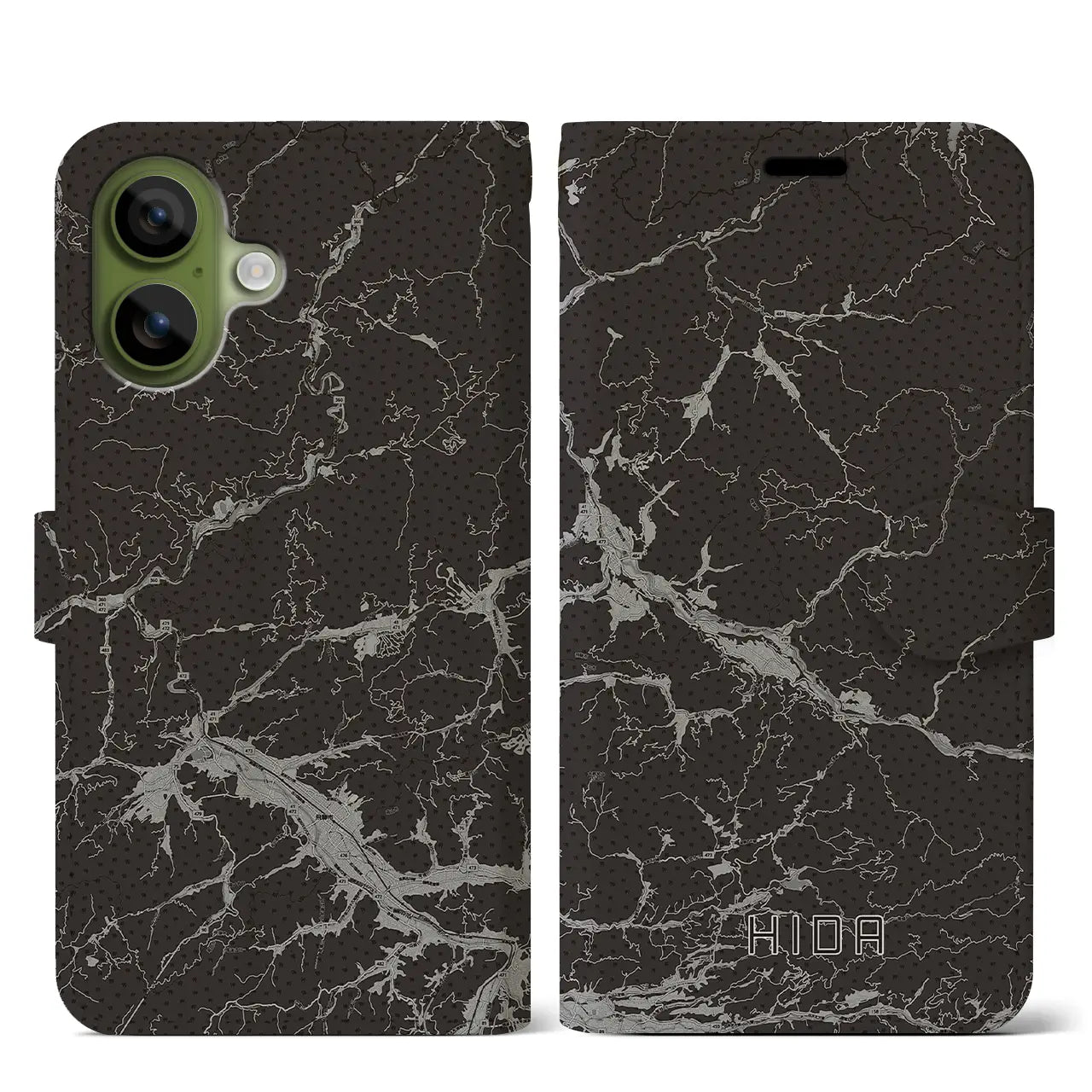 【飛騨(岐阜県)】地図柄iPhoneケース(手帳タイプ)