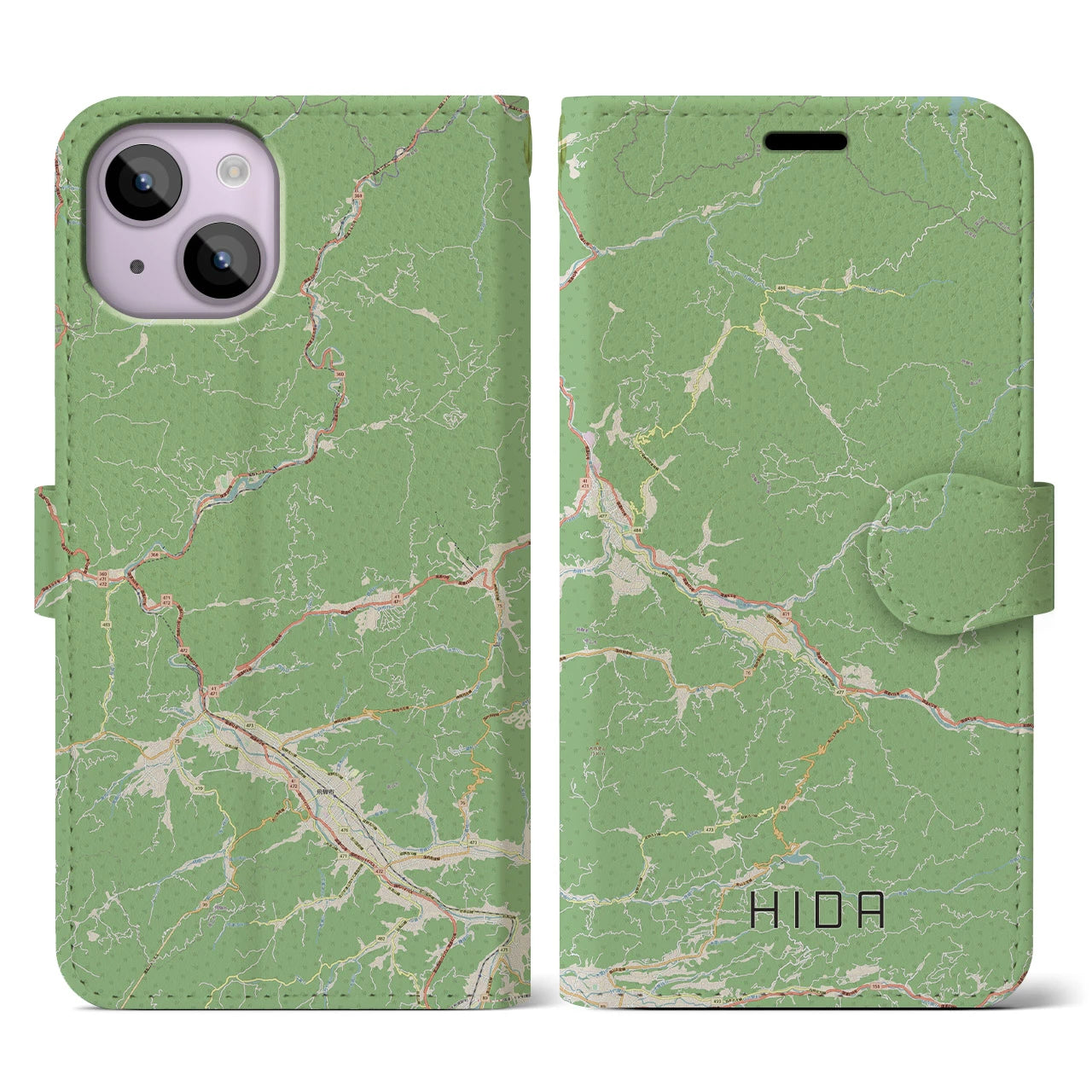 【飛騨(岐阜県)】地図柄iPhoneケース(手帳タイプ)