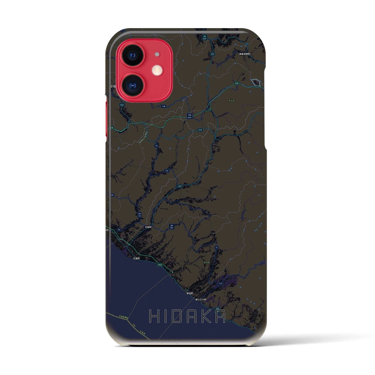 【日高(北海道)】地図柄iPhoneケース(バックカバータイプ)