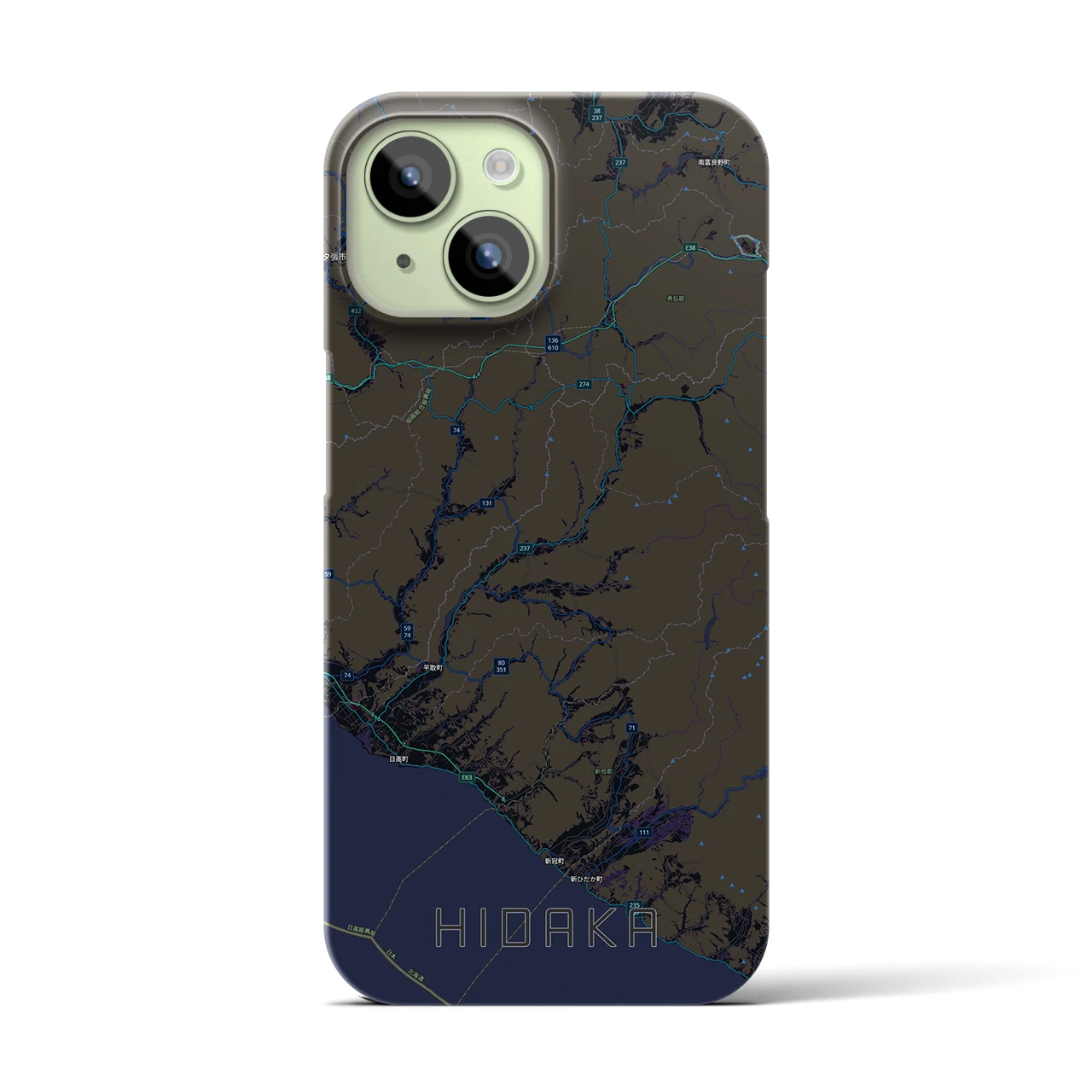 【日高(北海道)】地図柄iPhoneケース(バックカバータイプ)