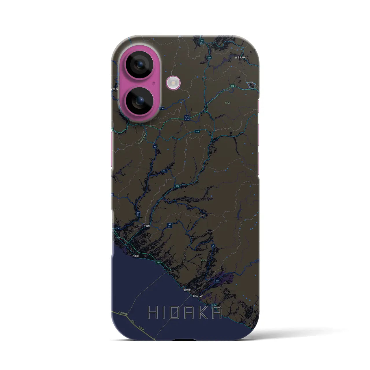 【日高(北海道)】地図柄iPhoneケース(バックカバータイプ)