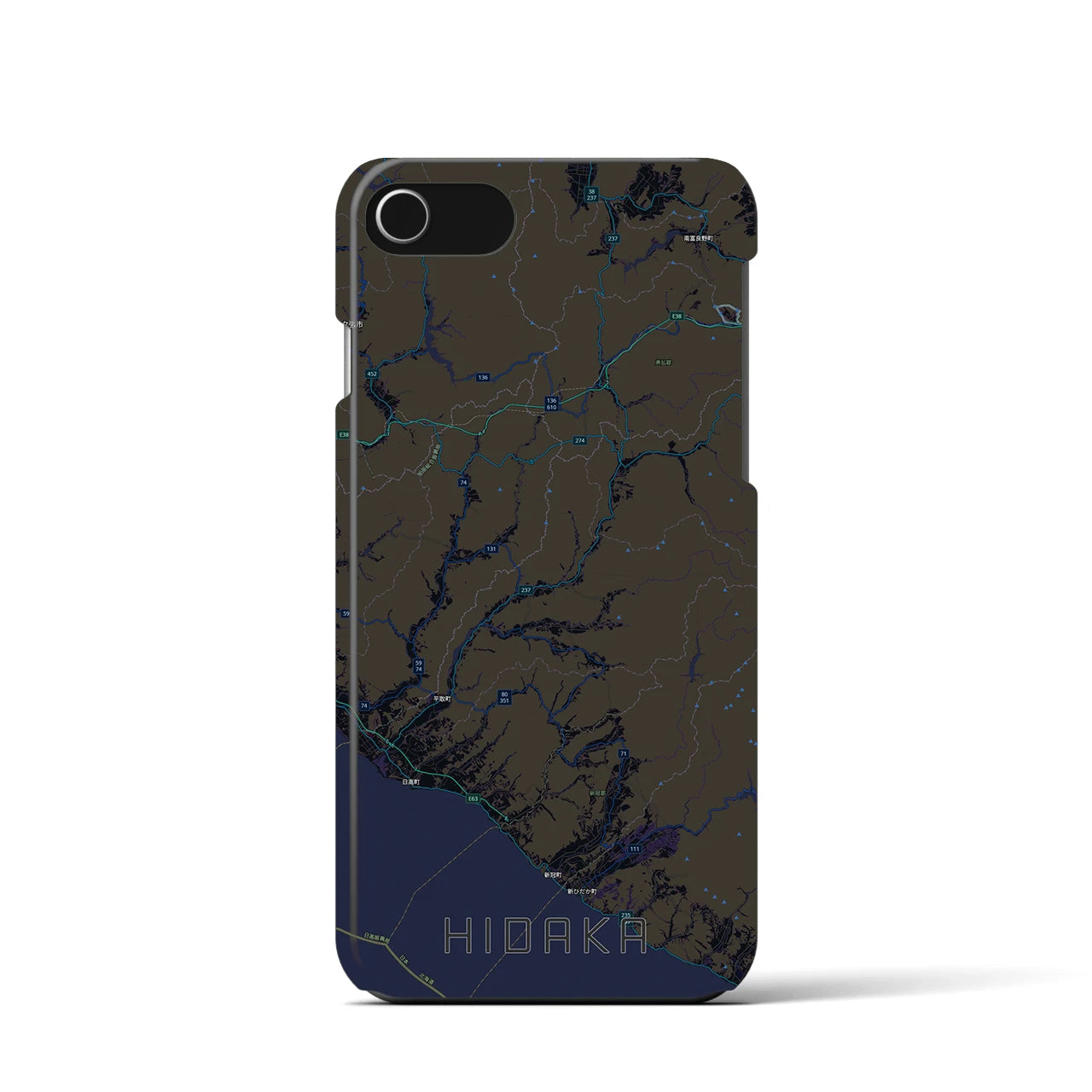 【日高(北海道)】地図柄iPhoneケース(バックカバータイプ)