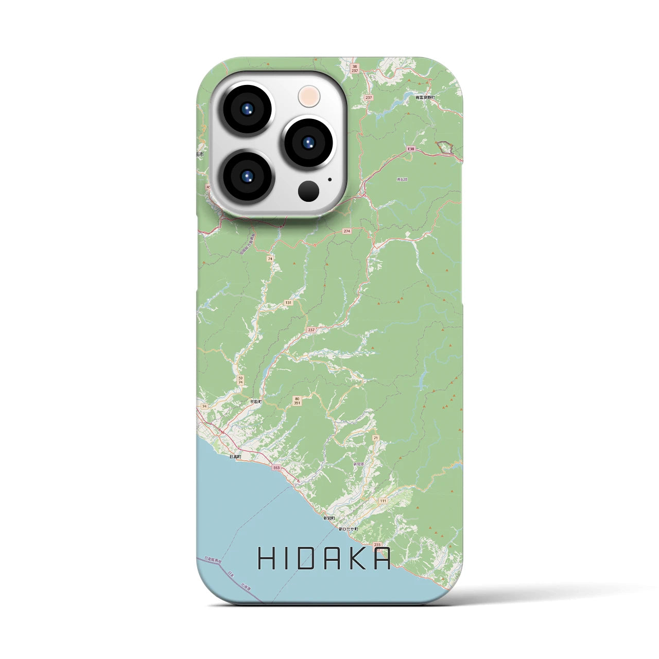 【日高(北海道)】地図柄iPhoneケース(バックカバータイプ)