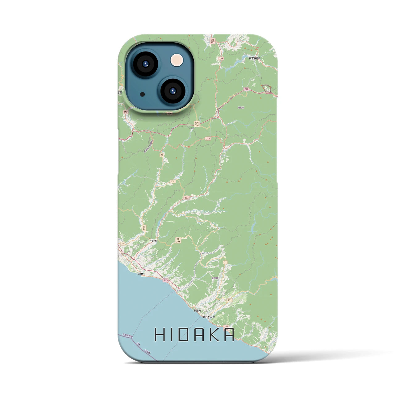 【日高(北海道)】地図柄iPhoneケース(バックカバータイプ)