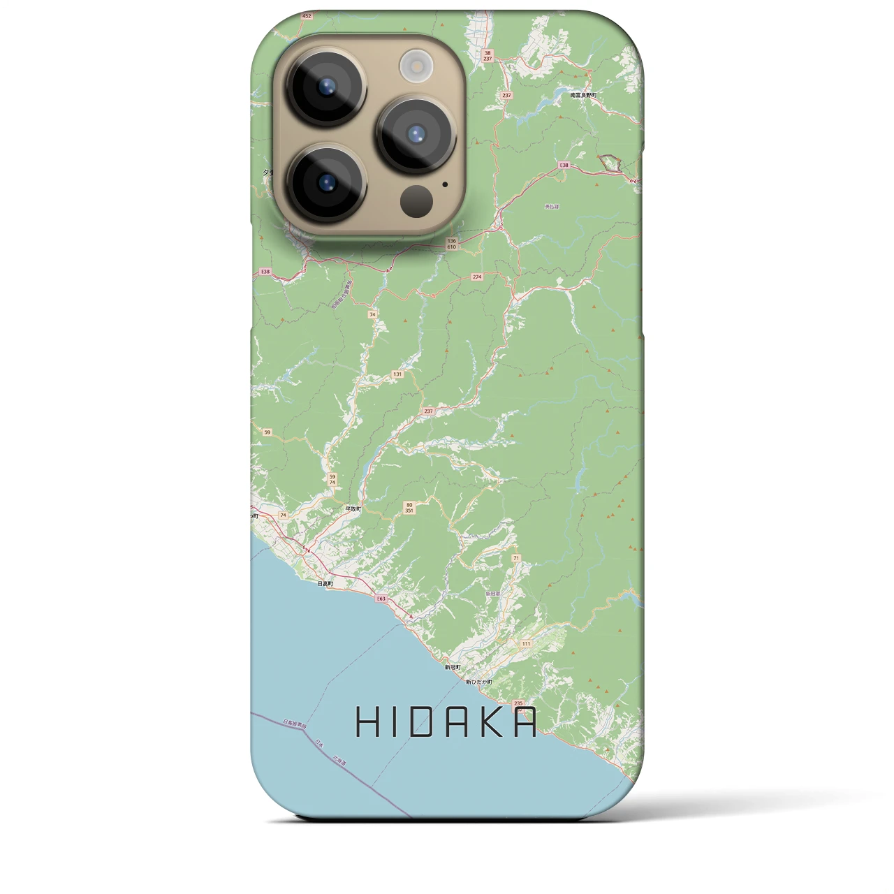 【日高(北海道)】地図柄iPhoneケース(バックカバータイプ)