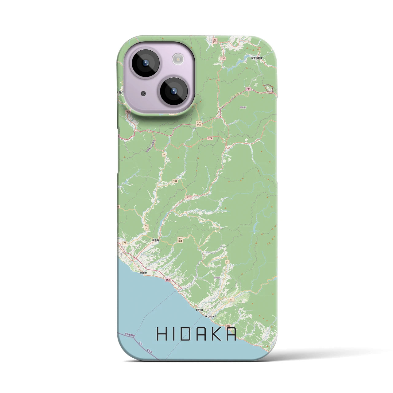 【日高(北海道)】地図柄iPhoneケース(バックカバータイプ)