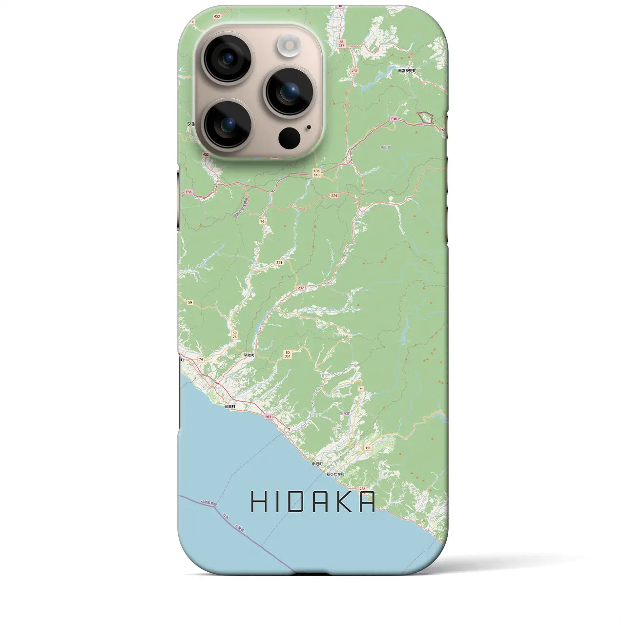 【日高(北海道)】地図柄iPhoneケース(バックカバータイプ)