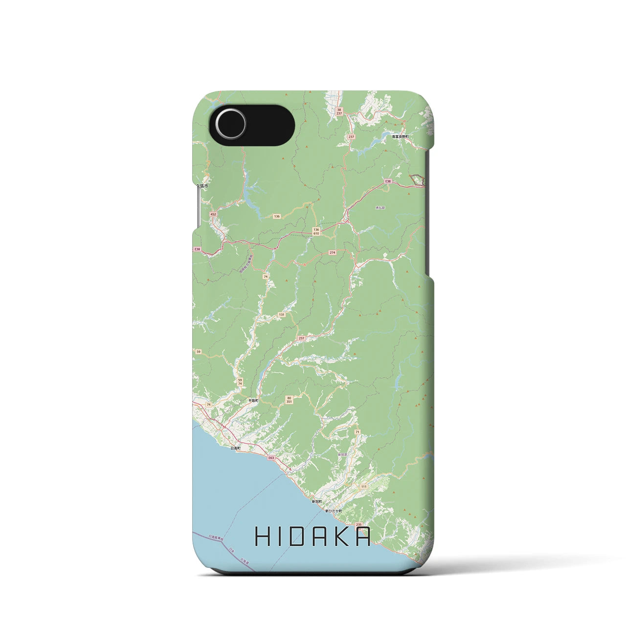 【日高(北海道)】地図柄iPhoneケース(バックカバータイプ)