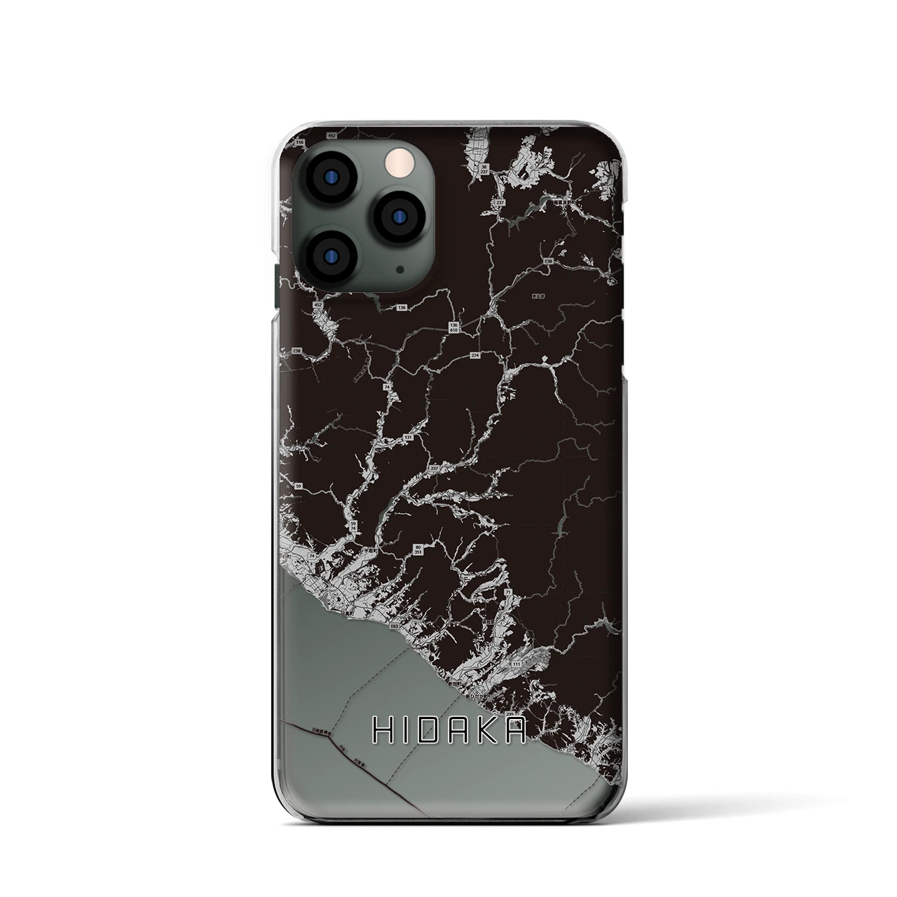 【日高(北海道)】地図柄iPhoneケース(クリアタイプ)