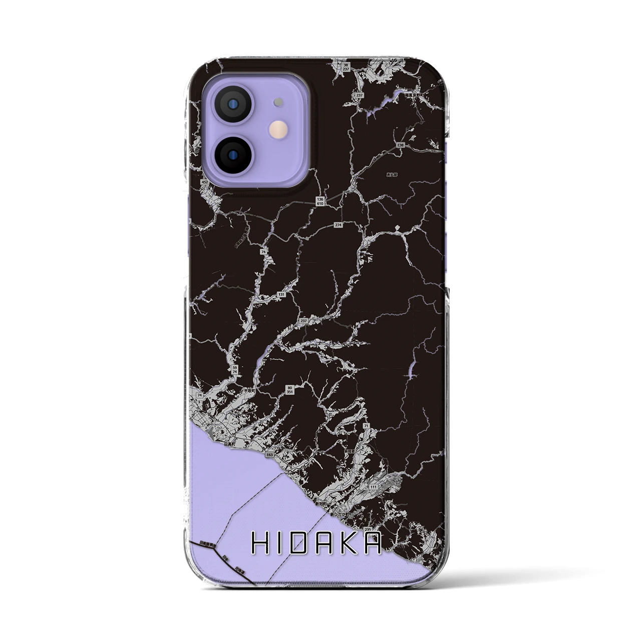 【日高(北海道)】地図柄iPhoneケース(クリアタイプ)