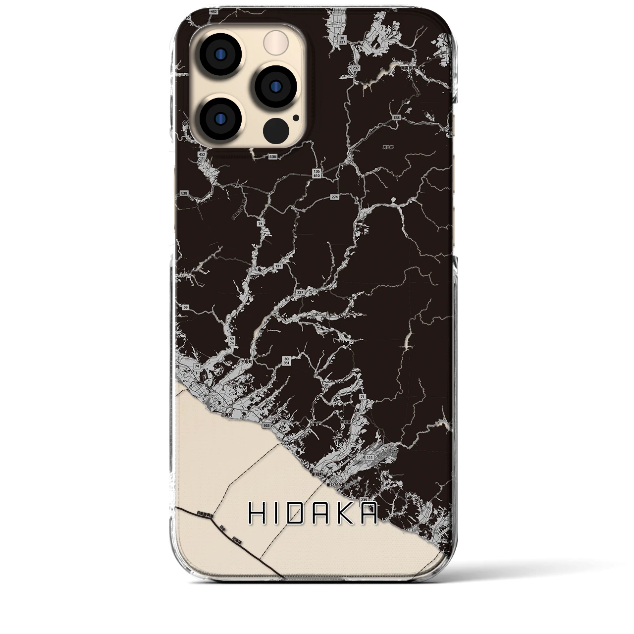 【日高(北海道)】地図柄iPhoneケース(クリアタイプ)
