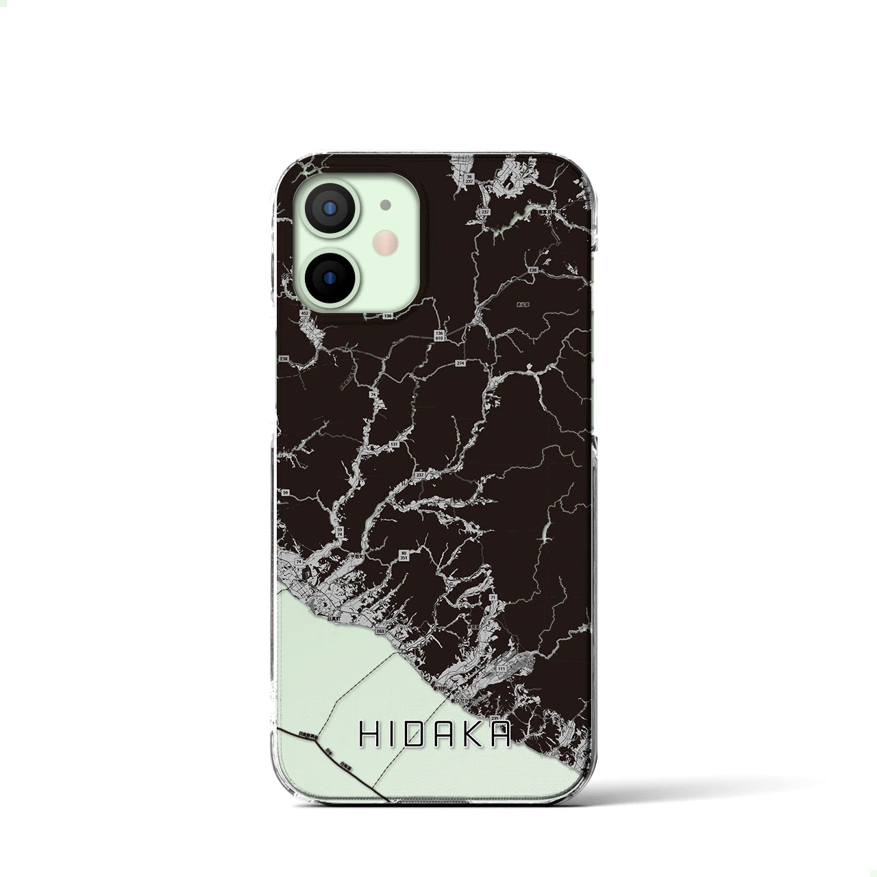 【日高(北海道)】地図柄iPhoneケース(クリアタイプ)