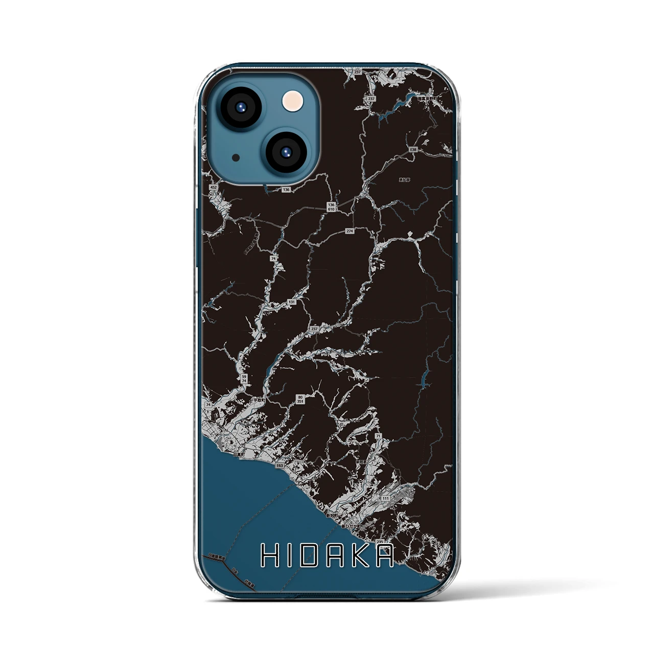 【日高(北海道)】地図柄iPhoneケース(クリアタイプ)