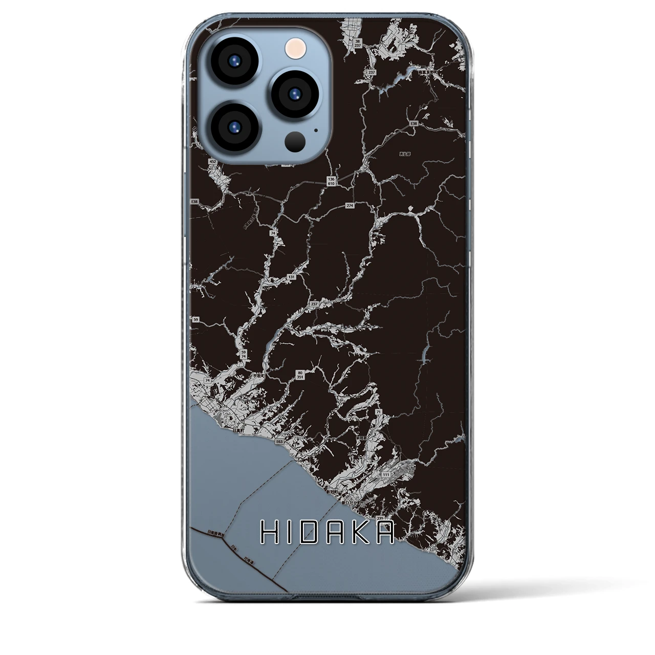 【日高(北海道)】地図柄iPhoneケース(クリアタイプ)