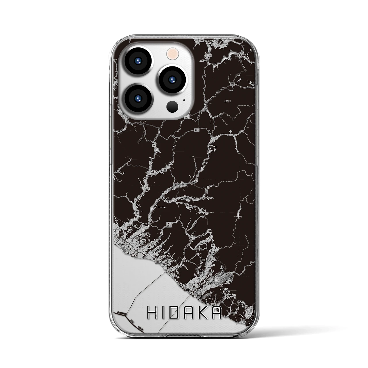 【日高(北海道)】地図柄iPhoneケース(クリアタイプ)