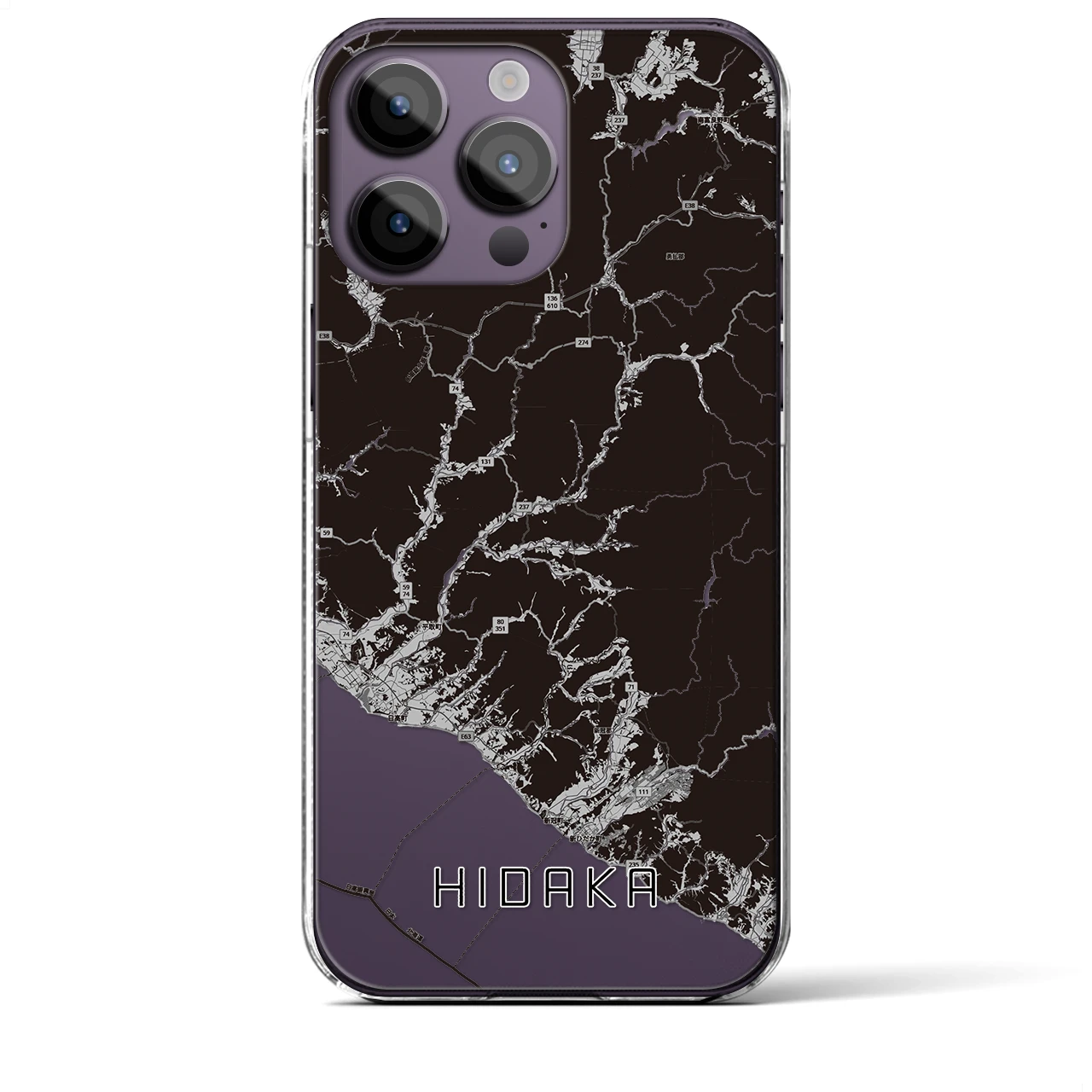 【日高(北海道)】地図柄iPhoneケース(クリアタイプ)