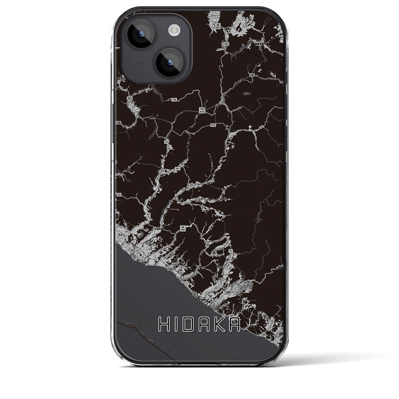 【日高(北海道)】地図柄iPhoneケース(クリアタイプ)