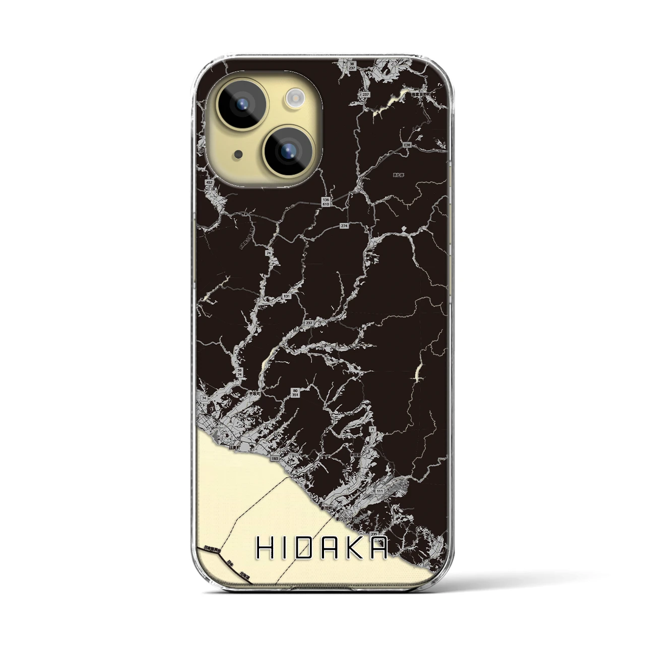 【日高(北海道)】地図柄iPhoneケース(クリアタイプ)