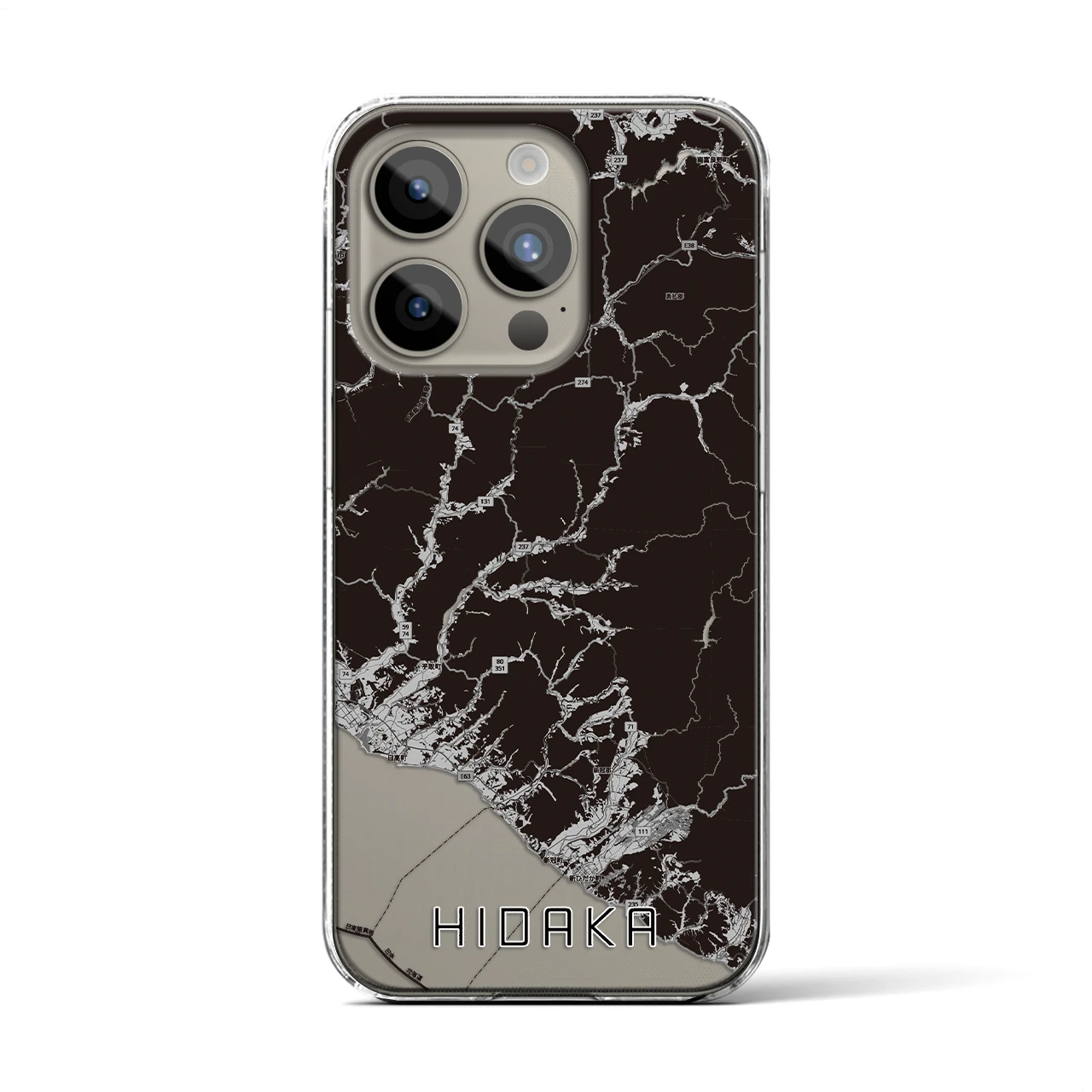 【日高(北海道)】地図柄iPhoneケース(クリアタイプ)