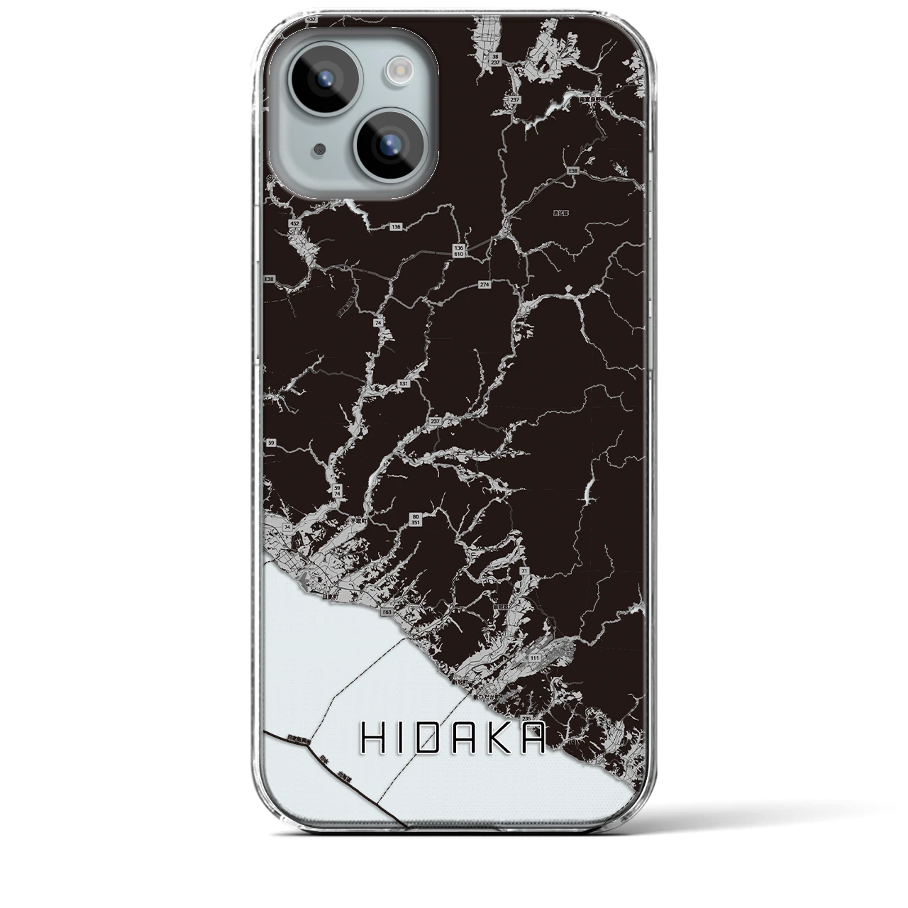 【日高(北海道)】地図柄iPhoneケース(クリアタイプ)