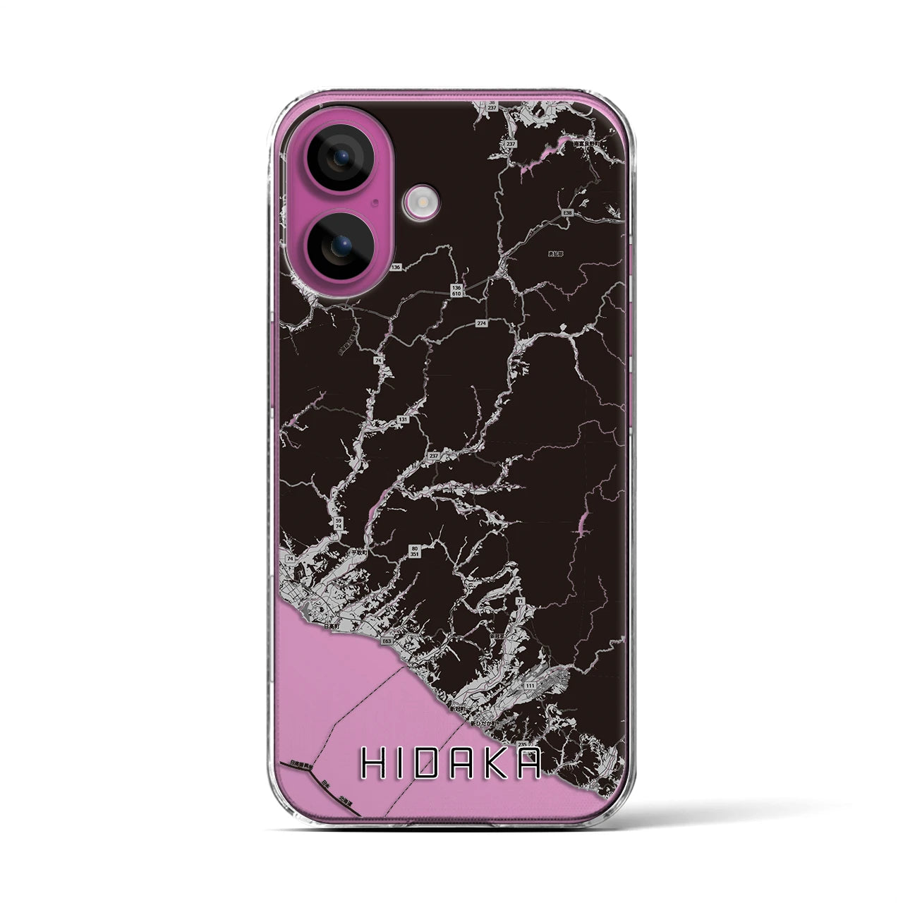 【日高(北海道)】地図柄iPhoneケース(クリアタイプ)