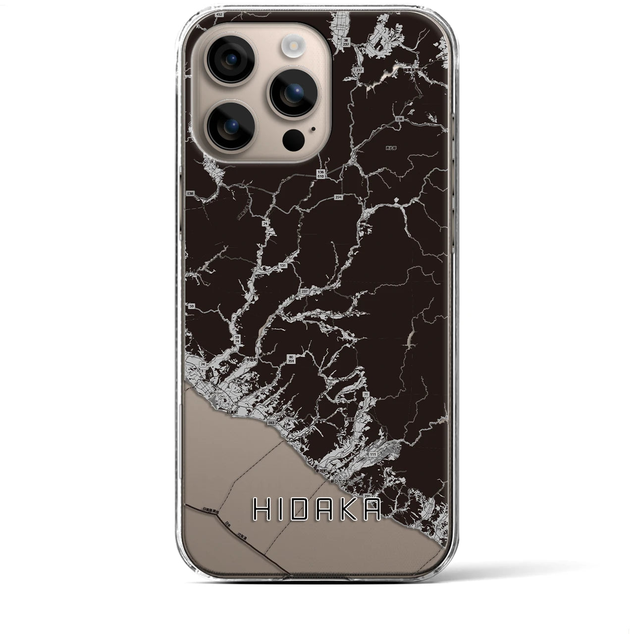 【日高(北海道)】地図柄iPhoneケース(クリアタイプ)