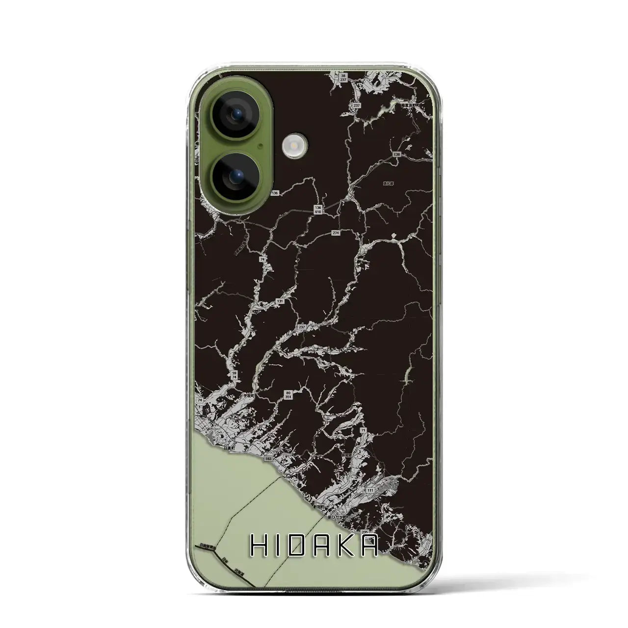 【日高(北海道)】地図柄iPhoneケース(クリアタイプ)