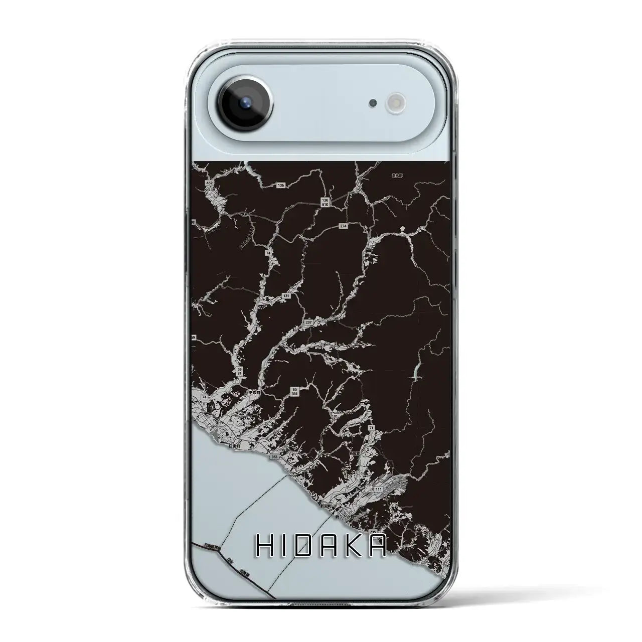 【日高(北海道)】地図柄iPhoneケース(クリアタイプ)モノトーン・iPhone 17 Pro Max 用