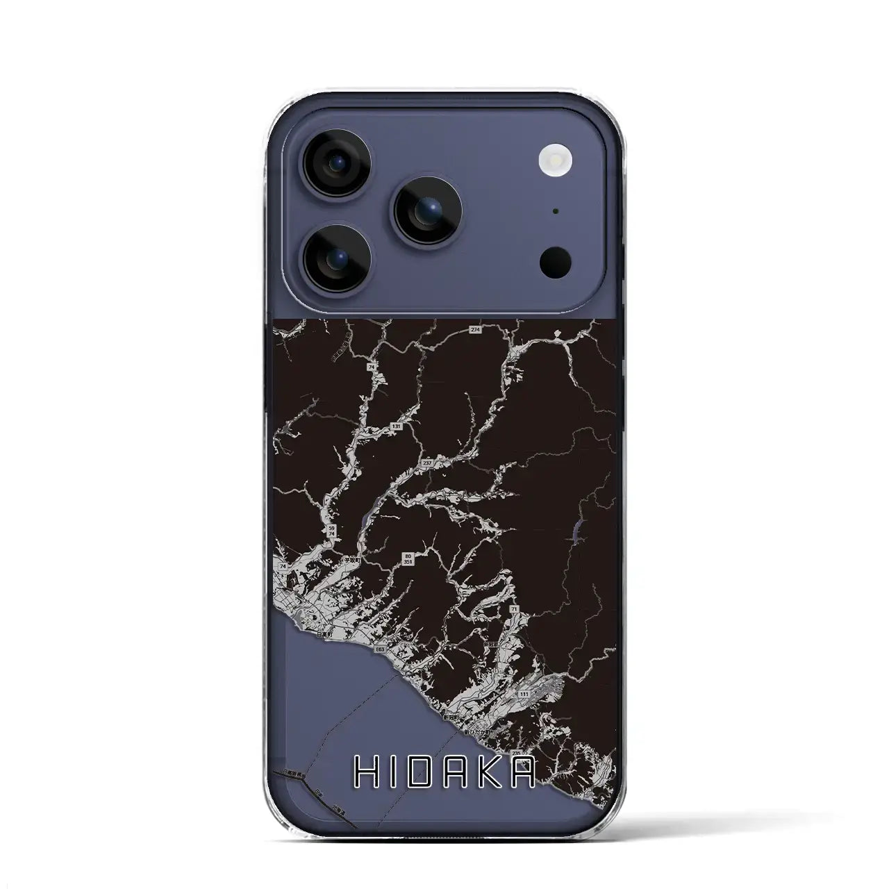 【日高(北海道)】地図柄iPhoneケース(クリアタイプ)モノトーン・iPhone 17 Pro Max 用