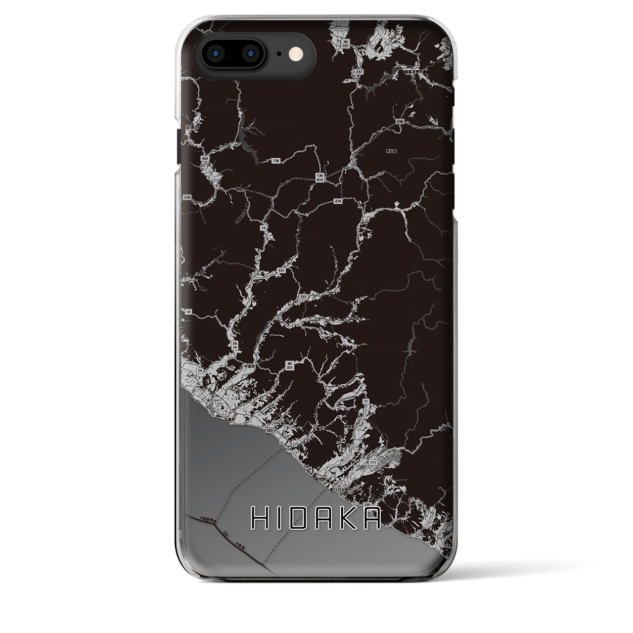 【日高(北海道)】地図柄iPhoneケース(クリアタイプ)