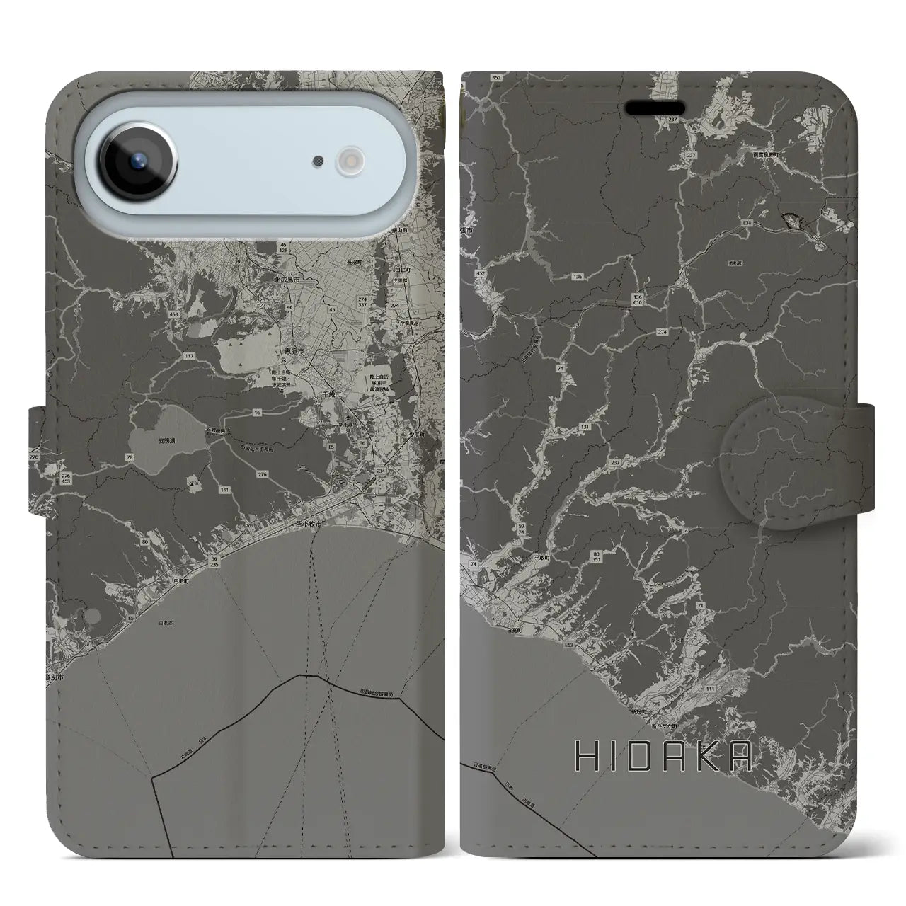 【日高(北海道)】地図柄iPhoneケース(手帳タイプ)