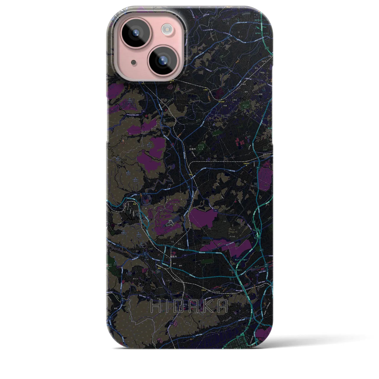 【日高(埼玉県)】地図柄iPhoneケース(バックカバータイプ)