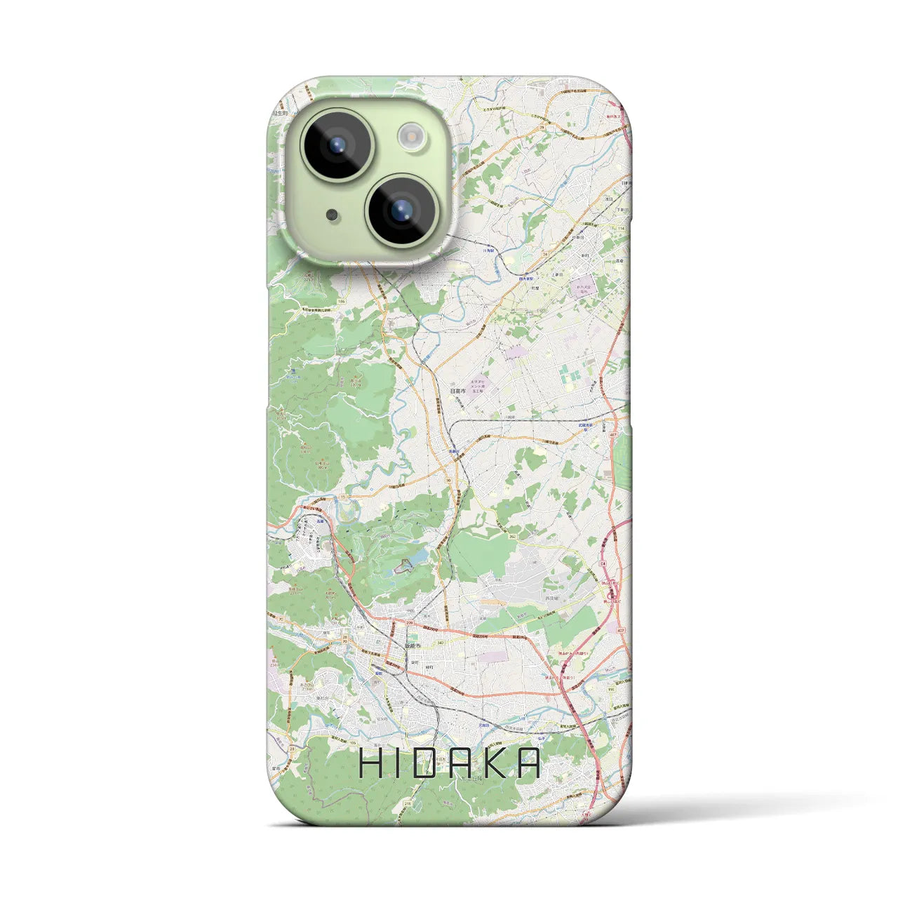 【日高(埼玉県)】地図柄iPhoneケース(バックカバータイプ)