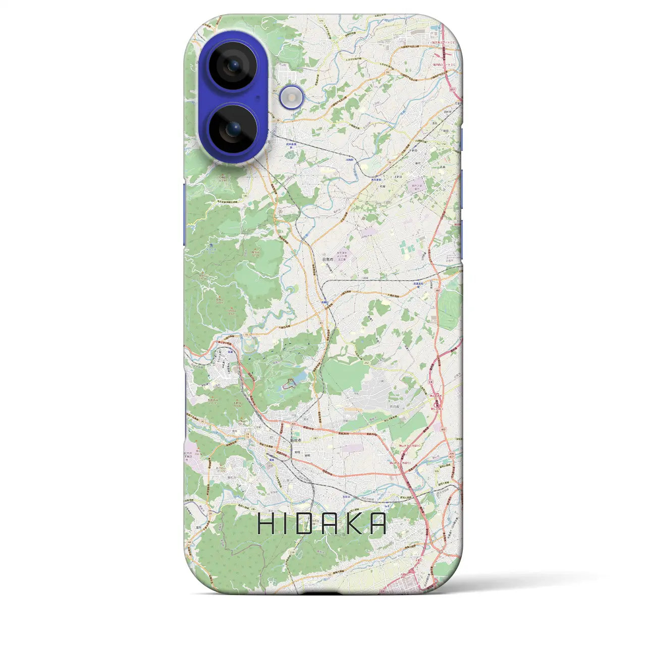 【日高(埼玉県)】地図柄iPhoneケース(バックカバータイプ)ナチュラル・iPhone 16 Pro Max 用